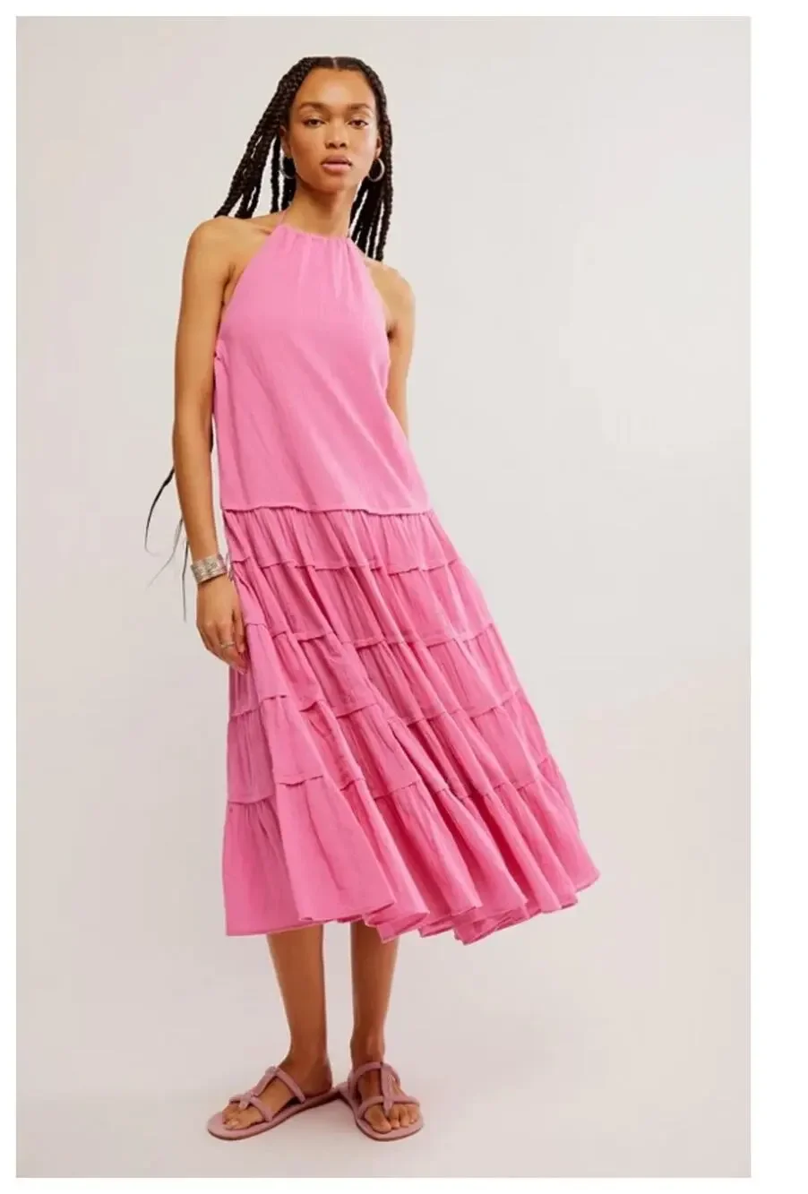 NEW Free People Somewhere Sunny Drop-Waist Midi Dress Size Medium